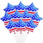 10 Pack 18 Inch American Flag Star Balloons - Mylar Foil Patriotic Star Balloons for 4th of July, Memorial Day, Veterans Day, Military Homecoming, and USA Themed Party Decorations