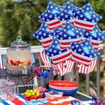 10 Pack 18 Inch American Flag Star Balloons - Mylar Foil Patriotic Star Balloons for 4th of July, Memorial Day, Veterans Day, Military Homecoming, and USA Themed Party Decorations