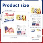 HOWAF Metallic 4th of July Temporary Tattoos for Kids, 60pcs Foil Gold Silver American Flag Tattoos Stickers USA Flags Face Tattoos for July 4th Party Parade Decor, Red White Blue Shiny Tattoo