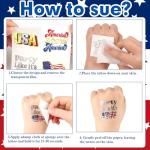 HOWAF Metallic 4th of July Temporary Tattoos for Kids, 60pcs Foil Gold Silver American Flag Tattoos Stickers USA Flags Face Tattoos for July 4th Party Parade Decor, Red White Blue Shiny Tattoo
