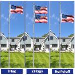 Heavy Duty 20FT Telescoping Flag Pole,Extra Thick Outside House In Ground with 3x5 American Flag,for Yard,Residential & Commerical,Sliver