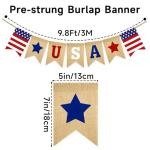 GCQQ USA Banner Burlap - 9.8FT 4th of July Decorations Red White and Blue Patriotic Garland for President Day American Independence Day Memorial Day Celebration Party Rustic Banners Decor, Pre-Assembled
