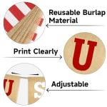 GCQQ USA Banner Burlap - 9.8FT 4th of July Decorations Red White and Blue Patriotic Garland for President Day American Independence Day Memorial Day Celebration Party Rustic Banners Decor, Pre-Assembled