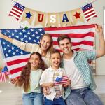 GCQQ USA Banner Burlap - 9.8FT 4th of July Decorations Red White and Blue Patriotic Garland for President Day American Independence Day Memorial Day Celebration Party Rustic Banners Decor, Pre-Assembled