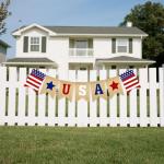 GCQQ USA Banner Burlap - 9.8FT 4th of July Decorations Red White and Blue Patriotic Garland for President Day American Independence Day Memorial Day Celebration Party Rustic Banners Decor, Pre-Assembled