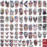 Independence Day Temporary Tattoos for Adults, 77 Sheets 4th of July Fake Tattoos Sleeve, Patriotic American Flag Waterproof Tattoo Stickers for Men Women Kids