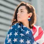 Statement Earrings American Flag Beaded Raffia Palm Bohemian Drop Dangle Earrings for women