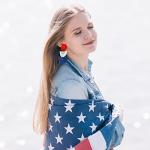 Statement Earrings American Flag Beaded Raffia Palm Bohemian Drop Dangle Earrings for women