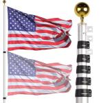 NELXINJO 20ft Telescopic Flag Pole - Extra Thick Outdoor Telescoping Flag Poles with 3x5 American Flag for Residential or Commercial,Black