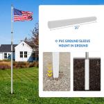 NELXINJO 20ft Telescopic Flag Pole - Extra Thick Outdoor Telescoping Flag Poles with 3x5 American Flag for Residential or Commercial,Black