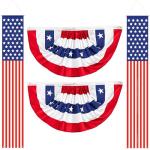 4th of July Decorations 3 x 6 Ft American Pleated Fan Flag USA Patriotic Bunting Flags, 4PCS Red White Blue Hanging American Banners Porch Sign for Memorial Veterans Labor Presidents Day Parties Accessories