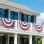 4th of July Decorations 3 x 6 Ft American Pleated Fan Flag USA Patriotic Bunting Flags, 4PCS Red White Blue Hanging American Banners Porch Sign for Memorial Veterans Labor Presidents Day Parties Accessories