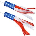 Boao 2 Pieces 24 Inch American Flag Windsock US Stars and Stripes Hanging Decoration Windsock Waterproof Material for 4th of July Patriotic Day Outdoor Hangings(24 Inch,Stars and Stripes)
