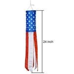 Boao 2 Pieces 24 Inch American Flag Windsock US Stars and Stripes Hanging Decoration Windsock Waterproof Material for 4th of July Patriotic Day Outdoor Hangings(24 Inch,Stars and Stripes)