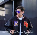 FEISEDY Sunglasses for Women Men, Fashion Mirrored Single Lens, Driving Beach Sunnies UV400 Shades B2996 Blue Star