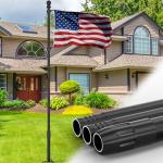 IIOPE 10 FT In Ground Flag Pole for Outside House,Resist Wind Reinforcement Patent Design,Heavy Duty Outdoor Flagpole Kit for Yard,Garden | Black (1 Pack,Without Flag)