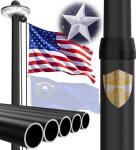 IOEN 25FT Heavy Duty Flag Pole Kit with Solar Light,5x3 USA Flag,2.7" Large Diameter Extra-Thick Aluminum,Wind-Resistant Sectional Tapered,100 MPH Wind Tested, Suitable for Outdoor Ground Use - Black