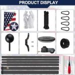 IOEN 25FT Heavy Duty Flag Pole Kit with Solar Light,5x3 USA Flag,2.7" Large Diameter Extra-Thick Aluminum,Wind-Resistant Sectional Tapered,100 MPH Wind Tested, Suitable for Outdoor Ground Use - Black