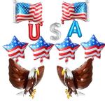 11 Pcs 4th of July Balloons American Flag Star Balloons USA Eagle Balloon Red White and Blue Foil Balloon for Veterans Day Patriotic USA Party Fourth of July Decorations