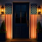 Zilphoba 4th of July Decorations, American Flag Banners for Porch, Patriotic Flag Porch Banner Sign for Independence Memorial Veterans Labor Day