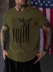 Mainfini Men's American Flag Eagle Tee Shirts Classic T-Shirt Distressed 4th of July Patriotic American Flag Muscle Workout Freedom 1776 Tactical USA Flag Memorial Day Gym Shirt Army L