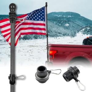 HIBLE 5 Foot Carbon Fiber Flag Pole Single Piece Flag Pole for Truck, House, Boat, Vehicle, SUV (1 Inch, Fit 2x3 FT Flag and 1-1.25 Inch Mount)