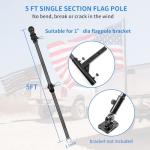 HIBLE 5 Foot Carbon Fiber Flag Pole Single Piece Flag Pole for Truck, House, Boat, Vehicle, SUV (1 Inch, Fit 2x3 FT Flag and 1-1.25 Inch Mount)