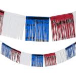Fun Express 24 Ft Foil Patriotic Fringe for Fourth of July Party Decorations - Red, White, & Blue Metallic Foil Fringe for Quick Decor - Durable, Reusable, Instant Patriotic Transformation