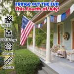 Fun Express 24 Ft Foil Patriotic Fringe for Fourth of July Party Decorations - Red, White, & Blue Metallic Foil Fringe for Quick Decor - Durable, Reusable, Instant Patriotic Transformation