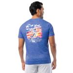 Realtree Men's Short Sleeve Performance Patriotic Fishing Shirt, Blue Cationic American Sunset, XX-Large