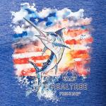 Realtree Men's Short Sleeve Performance Patriotic Fishing Shirt, Blue Cationic American Sunset, XX-Large