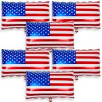 Hoosige 6 Pcs American Flag Balloons 27x18 Inch Red White and Blue 4th of July Aluminum Foil Balloon USA Patriotic Party Decorations for Independence Veterans Labor Memorial Day Election