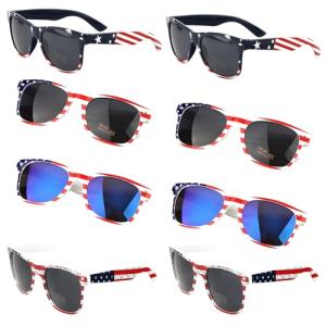 SIEYEWER American Flag Sunglasses – 8 Pack Patriotic Shades for July 4th, Memorial Day, Party Favors, Independence Day Parade, USA Flag Themed Glasses for Adults and Kids