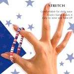 CCINPPY Friendship Bracelets Trendy Heishi Clay Bead Bracelets Stack Gold Beaded Stretch Bracelets for Women Boho Stackable Bracelets Bulk Cute Preppy Jewelry, Red White Blue