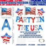 Party in the USA Red White and Blue Balloons, 4th of July Decorations 16 Inch Letter Balloons with American Flag and Star Patriotic Decor for Independence Memorial Veterans Day Home Yard Party Favors