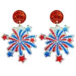 July 4th Independence Day Earrings Sparkle Acrylic Star Red White Blue Drop Dangle Earrings Festival Party Patriotic Jewelry-Firework