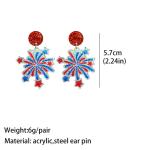 July 4th Independence Day Earrings Sparkle Acrylic Star Red White Blue Drop Dangle Earrings Festival Party Patriotic Jewelry-Firework