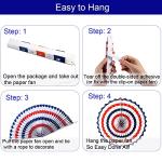 4th of July Patriotic Decorations 12PCS Hanging Paper Fan for USA Patriotic Decorations Independence Day Memorial Day American Theme Party Veterans Birthday Decor Supplies