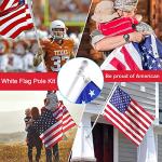 BONWIN White Flag Pole Kit for House, 5 FT Thickened Stainless Steel Porch Wall Mount Flagpole for 3x5' Flag, 1" Tangle Free Rotating Flag Pole Rings & 180° Adjustable Multi-Positions Bracket Holder