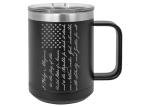 Rogue River Tactical USA PLedge of Allegiance American Flag Veteran Heavy Duty Stainless Steel Black Coffee Mug Tumbler With Lid Novelty Cup Great Gift Idea