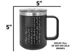 Rogue River Tactical USA PLedge of Allegiance American Flag Veteran Heavy Duty Stainless Steel Black Coffee Mug Tumbler With Lid Novelty Cup Great Gift Idea
