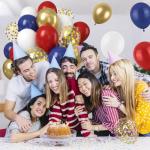 Red White Blue Balloon, 50PCS 12 Inches Navy Blue Dark Ruby Red Latex Balloons Metallic Gold Confetti for Baby Shower Birthday Patriot Graduation Veterans Day Party Decoration