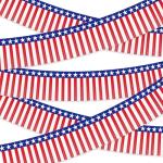 2 Pack 1.2 x 20 ft Patriotic Red White Blue Metallic Foil Fringe Garland, American Flag USA Streamers, Stars & Stripes Tinsel Banner for 4th of July, Memorial Day, Independence Day Decorations