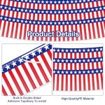 2 Pack 1.2 x 20 ft Patriotic Red White Blue Metallic Foil Fringe Garland, American Flag USA Streamers, Stars & Stripes Tinsel Banner for 4th of July, Memorial Day, Independence Day Decorations