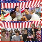 2 Pack 1.2 x 20 ft Patriotic Red White Blue Metallic Foil Fringe Garland, American Flag USA Streamers, Stars & Stripes Tinsel Banner for 4th of July, Memorial Day, Independence Day Decorations