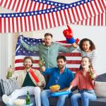 2 Pack 1.2 x 20 ft Patriotic Red White Blue Metallic Foil Fringe Garland, American Flag USA Streamers, Stars & Stripes Tinsel Banner for 4th of July, Memorial Day, Independence Day Decorations