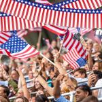 2 Pack 1.2 x 20 ft Patriotic Red White Blue Metallic Foil Fringe Garland, American Flag USA Streamers, Stars & Stripes Tinsel Banner for 4th of July, Memorial Day, Independence Day Decorations