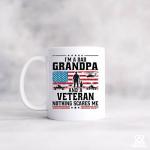 I'm A Dad Grandpa And Veteran Nothing Scares Me Veteran Dad Gifts Patriotic Granddad US Flag Fathers Day Novelty Drinkware Ceramic Mug 11 oz White