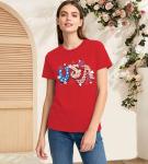 USA Shirts for Women 4th of July Shirt Women Cute Patriotic Print Tshirt America Tee Tops Red-a