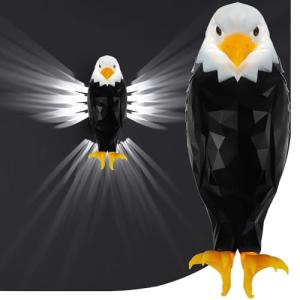 Chamese Bald Eagle Wall Light, American Eagle Night Light with Remote Control, Magnetic Wall Mounted Eagle Lamp for Bedroom, Living Room, Hallway, Battery Operated and Removable Charging Eagle Light